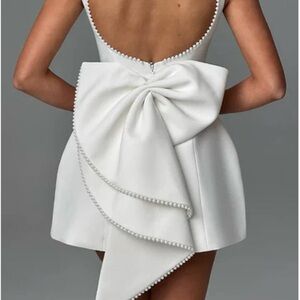 Elegant White Bow-Back Dress